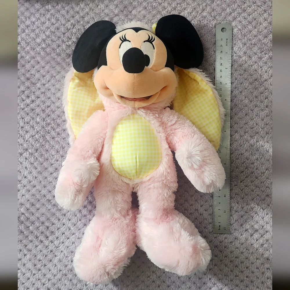 Disney Store Minnie Mouse Plush Easter Bunny Toy Pink Yellow - Picture 3 of 3